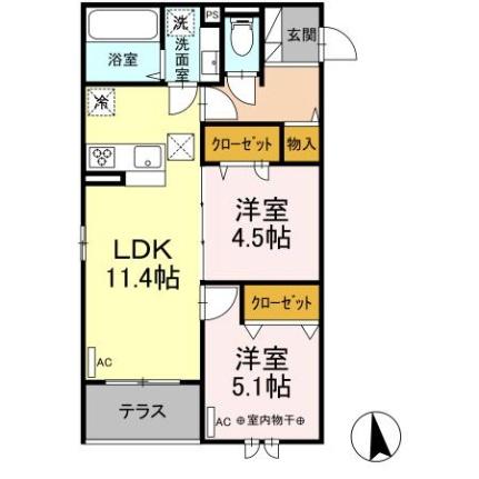 ＤーＲＯＯＭ小田原5丁目 ｜宮城県仙台市青葉区小田原５丁目(賃貸アパート2LDK・1階・51.47㎡)の写真 その2