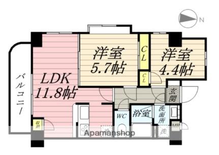 宮城県仙台市若林区木ノ下５丁目（賃貸マンション2LDK・6階・48.87㎡） その2