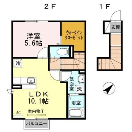 宮城県仙台市宮城野区岩切字洞ノ口(賃貸アパート1LDK・2階・42.83㎡)の写真 その2