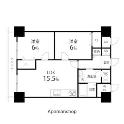 シャンボール荒町 0802 ｜ 宮城県仙台市若林区荒町（賃貸マンション2LDK・8階・59.85㎡） その2