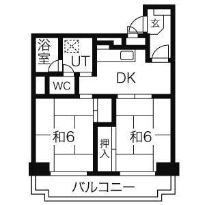 ダイアパレス榴ヶ岡公園 404｜宮城県仙台市宮城野区鉄砲町東(賃貸マンション2DK・4階・45.41㎡)の写真 その2