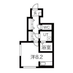 ヴァンクール天童 1階ワンルームの間取り