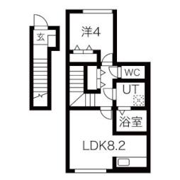 ヴァンクール天童 2階1LDKの間取り