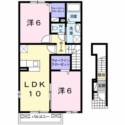 アグリーアブル　プレース 201｜福島県郡山市安積町日出山１丁目(賃貸アパート2LDK・2階・54.85㎡)の写真 その2