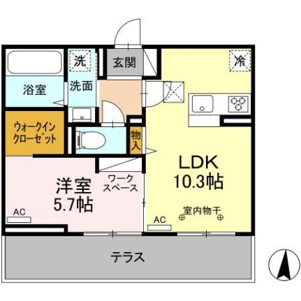 エクシリア　Ｂ 102｜福島県郡山市日和田町字三河尻(賃貸アパート1LDK・1階・40.05㎡)の写真 その2