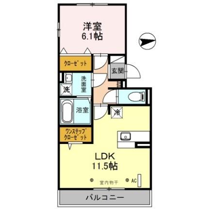 福島県郡山市台新１丁目(賃貸アパート1LDK・3階・44.62㎡)の写真 その2