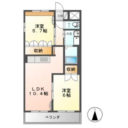 ディア・ベルジュ 103｜茨城県神栖市平泉(賃貸マンション2DK・1階・49.59㎡)の写真 その2