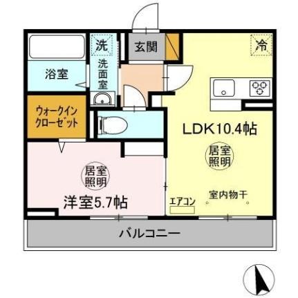 コートドゥエ 210 ｜ 茨城県神栖市大野原４丁目（賃貸アパート1LDK・2階・40.05㎡） その2