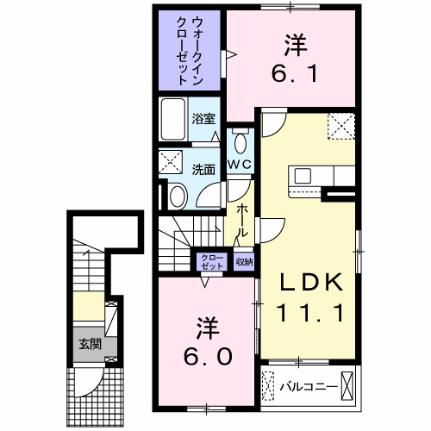 ＭＫハイツ　Ｂ 202｜茨城県鹿嶋市平井東３丁目(賃貸アパート2LDK・2階・58.64㎡)の写真 その2