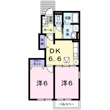 エレガントＤ 101｜栃木県那須塩原市東小屋(賃貸アパート2DK・1階・44.67㎡)の写真 その2