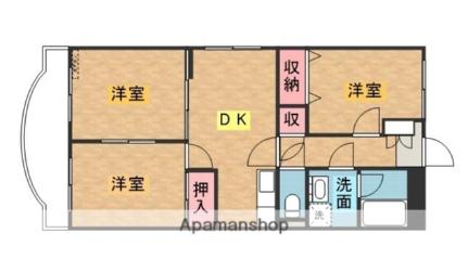 サンライズパセオ 201｜栃木県矢板市中(賃貸マンション3DK・2階・60.57㎡)の写真 その2