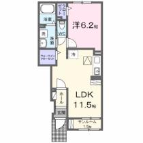 カーサ　ベルテ 105 ｜ 栃木県芳賀郡益子町大字七井（賃貸アパート1LDK・1階・43.61㎡） その2