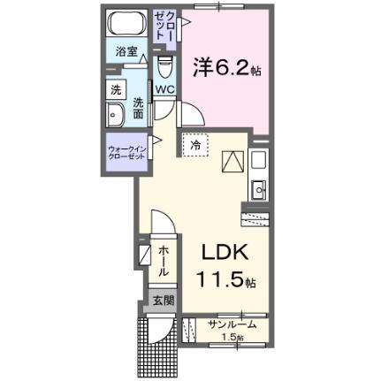 益子町　大沢アパート1 105｜栃木県芳賀郡益子町大字七井(賃貸アパート1LDK・1階・43.61㎡)の写真 その2