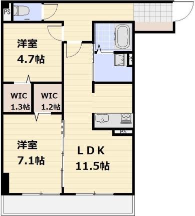 スマートグラン浦和岸町 106号室｜埼玉県さいたま市浦和区岸町５丁目(賃貸マンション2LDK・1階・57.96㎡)の写真 その2