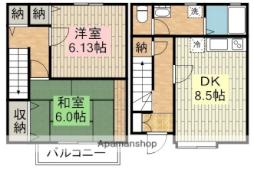 Ｋタウン 1階2DKの間取り