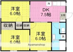 JR川越線 西川越駅 徒歩7分の賃貸アパート 1階3DKの間取り