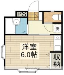 西武新宿線 本川越駅 徒歩6分の賃貸アパート 2階ワンルームの間取り