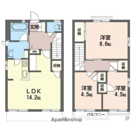 埼玉県鶴ヶ島市松ヶ丘３丁目（賃貸アパート3LDK・1階・80.00㎡） その2