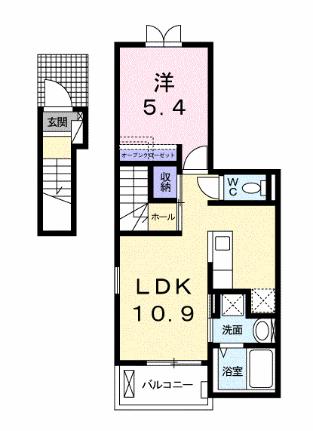 ベル　ソレイユ 202 ｜ 埼玉県入間郡毛呂山町前久保南３丁目（賃貸アパート1LDK・2階・41.29㎡） その2