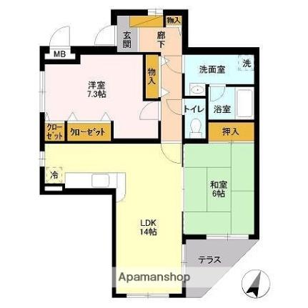 ファイン　ヴィラ ｜千葉県八千代市萱田町(賃貸マンション2LDK・1階・66.43㎡)の写真 その2