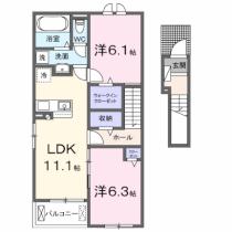 ジリータＤ 204 ｜ 千葉県木更津市高柳（賃貸アパート2LDK・2階・58.57㎡） その2