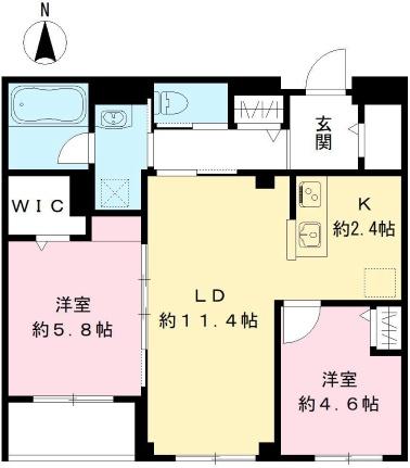 北品川テラス 102号室｜東京都品川区北品川３丁目(賃貸マンション2LDK・1階・58.39㎡)の写真 その2