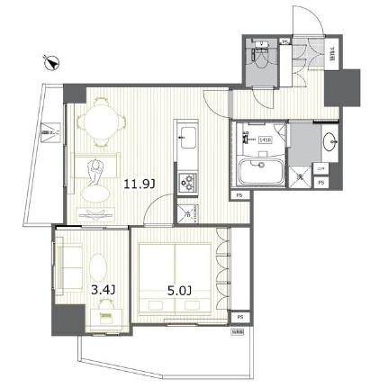 ＬａＳａｎｔｅ五反田 0703｜東京都品川区西五反田８丁目(賃貸マンション2LDK・7階・51.81㎡)の写真 その2