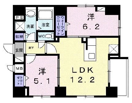 リバーサイド奥浅草 501｜東京都台東区今戸１丁目(賃貸マンション2LDK・5階・55.03㎡)の写真 その2