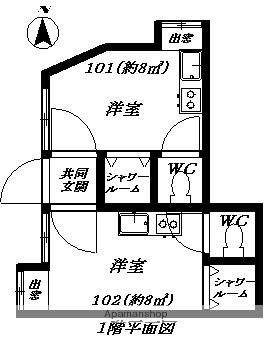 福寿草 101｜東京都中野区沼袋１丁目(賃貸アパート1R・1階・8.00㎡)の写真 その2