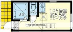 ユナイト屏風ヶ浦ザナドゥー 1階ワンルームの間取り