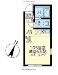 横浜市営地下鉄ブルーライン 三ツ沢下町駅 徒歩7分の賃貸アパート 1階ワンルームの間取り