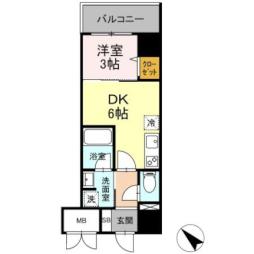 京急本線 花月総持寺駅 徒歩5分の賃貸マンション 3階1DKの間取り