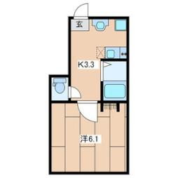 横浜市営地下鉄ブルーライン 港南中央駅 徒歩15分の賃貸アパート 1階1Kの間取り