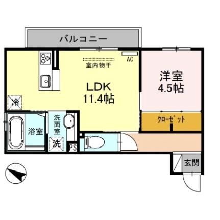 カーサ庄衛門　ｃａｓａ　ＳＹＯＥＭＯＮ 202｜新潟県長岡市川崎４丁目(賃貸アパート1LDK・2階・41.01㎡)の写真 その2