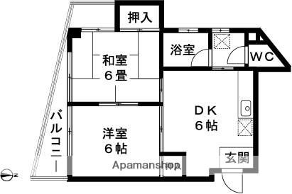 コーポグリーンテラス 201｜新潟県長岡市山田１丁目(賃貸マンション2DK・2階・40.50㎡)の写真 その2