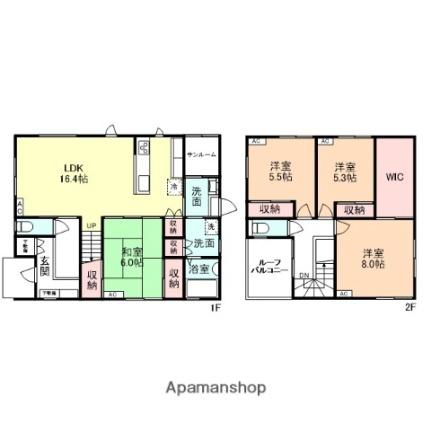 富山県富山市蓮町２丁目（賃貸一戸建4LDK・2階・136.81㎡） その2