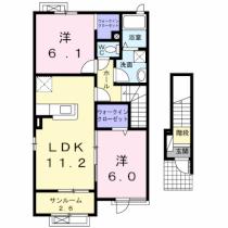 ペルフェット211　Ａ 201 ｜ 福井県鯖江市吉江町（賃貸アパート2LDK・2階・61.96㎡） その2