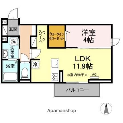 グラシア 202｜山梨県中巨摩郡昭和町西条(賃貸アパート1LDK・2階・40.38㎡)の写真 その2