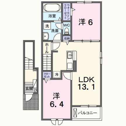 アイヴァーチュー　III 205 ｜ 山梨県富士吉田市上吉田（賃貸アパート2LDK・2階・59.58㎡） その2