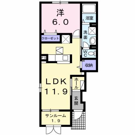 プレズィール　ジプソフィラ 101｜長野県上伊那郡箕輪町大字中箕輪(賃貸アパート1LDK・1階・46.35㎡)の写真 その2