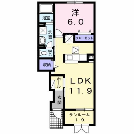 プレズィール　ジプソフィラ 103｜長野県上伊那郡箕輪町大字中箕輪(賃貸アパート1LDK・1階・46.35㎡)の写真 その2