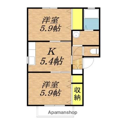 エスポワール秋桜 A201 ｜ 長野県飯田市座光寺（賃貸アパート2K・2階・42.72㎡） その2