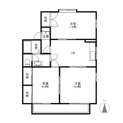 ライブタウン風間　Ｃ  ｜ 長野県長野市大字風間（賃貸アパート3DK・2階・62.07㎡） その2