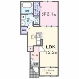 エルア　I 1階1LDKの間取り