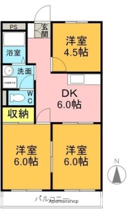 シティハイツ野一色 303｜岐阜県岐阜市野一色２丁目(賃貸マンション3DK・3階・48.60㎡)の写真 その2