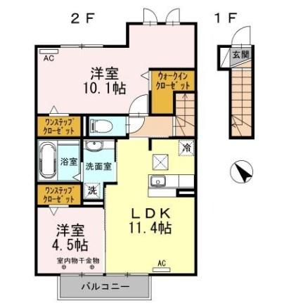 ＧＲＡＮＤＹＯＮ（グランディヨン） 203｜静岡県富士宮市大岩(賃貸アパート2LDK・2階・64.65㎡)の写真 その2