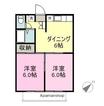 エステートピア赤松 20C｜静岡県裾野市公文名(賃貸アパート2DK・2階・45.00㎡)の写真 その2