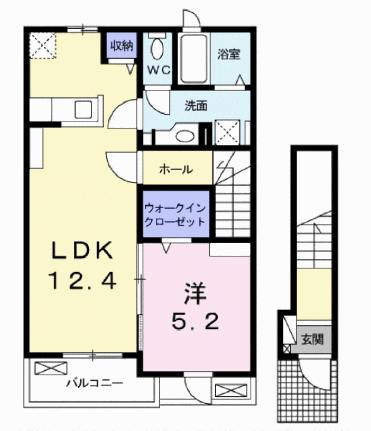 テェーニメント・京 202 ｜ 静岡県田方郡函南町平井（賃貸アパート1LDK・2階・46.54㎡） その2