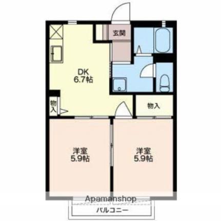 メゾンクレールＡ 102｜静岡県静岡市清水区蒲原４丁目(賃貸アパート2DK・1階・41.58㎡)の写真 その2