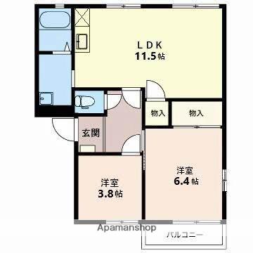 カーサユノ D101｜静岡県富士市中之郷(賃貸アパート2LDK・1階・55.57㎡)の写真 その2